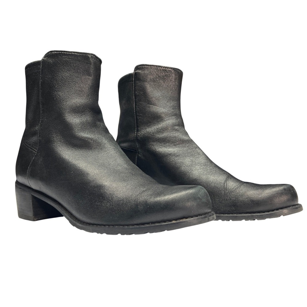 Stuart Weitzman Easyon Reserve 5050 Ankle Boot 6.5 Black‎ Stretch Leather EUC